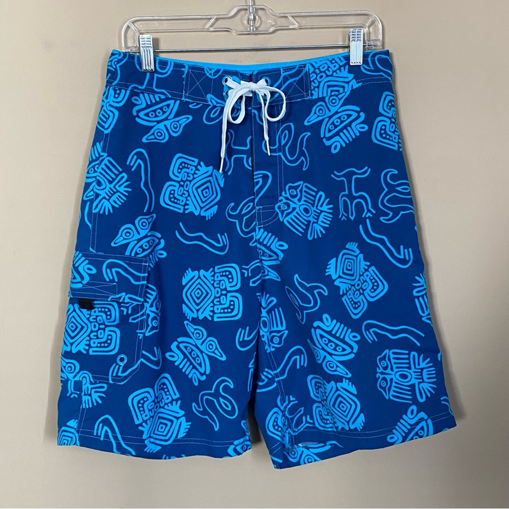 Utility Totem Pattern Blue Board Shorts